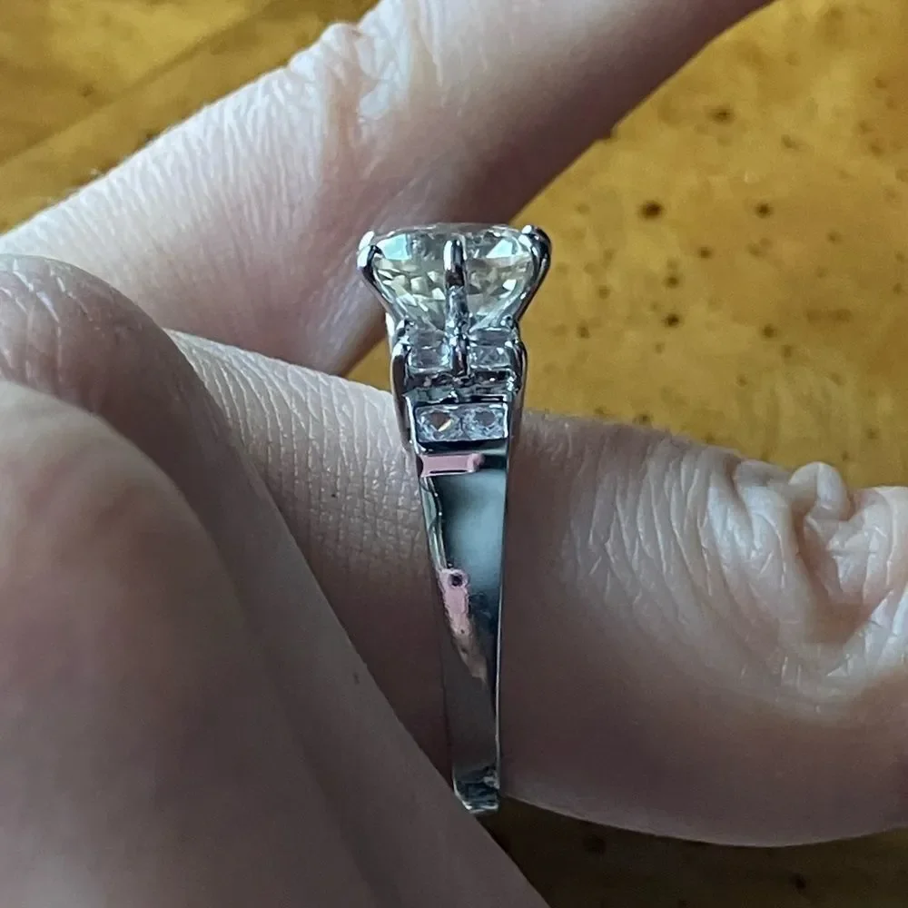 Yellow Labradorite White Topaz Sterling Silver Ring Size 8